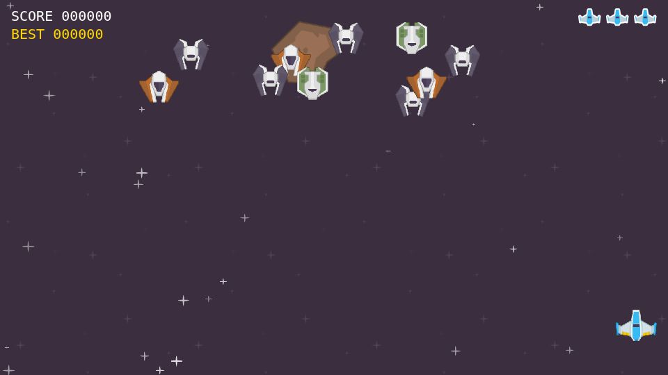Void Runner: a vertical space shooter with enemy ships.